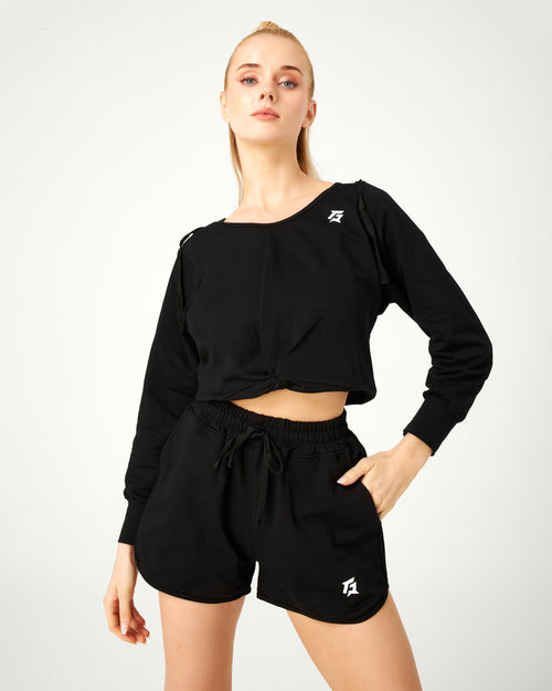 Nebulous Cropped Hoodie (Black)