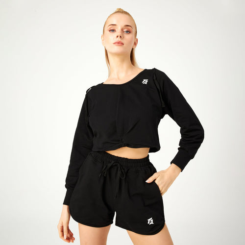 Nebulous Cropped Hoodie (Black)